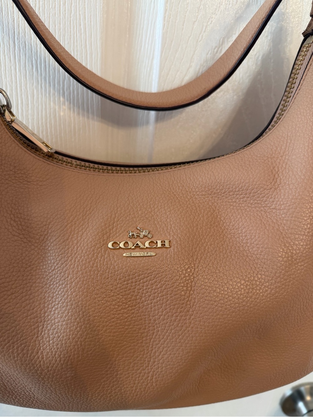 Coach Pebbled Leather Hobo in Tan Brown with Gold Hardware - Picture 2 of 10